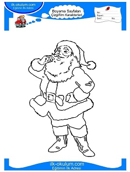 Çocuklar İçin Noel Baba Boyama Sayfaları 